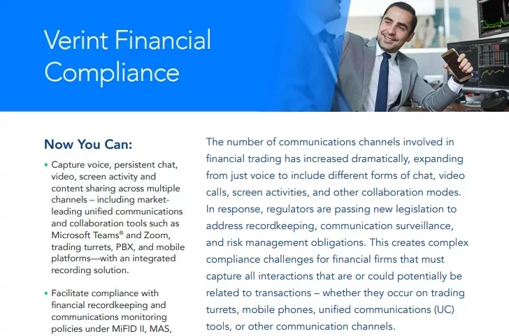 verint financial call compliance recording brochure