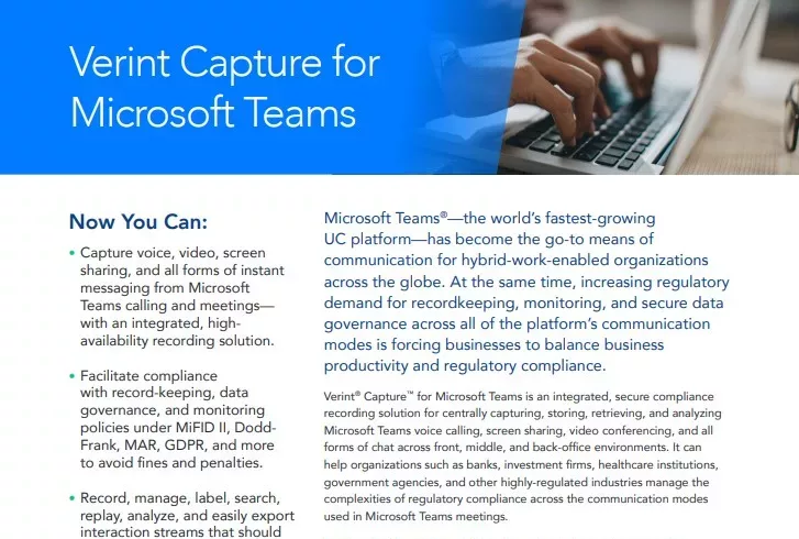 Verint Capture for Microsoft Teams